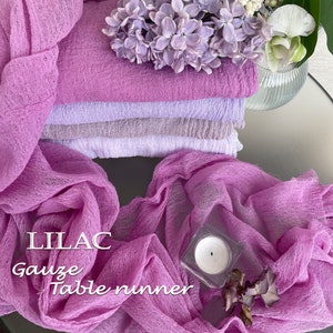 Lilac Cheesecloth Table Runner Rustic Wedding Runner Hand Dyed Cotton Gauze Runner Baby Shower Decor Aisle Backdrop Farm Table Centerpiece