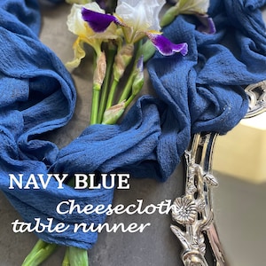 Navy Blue Cheese Cloth Table Runner Many Color Boho Gauze Table Runner Navy Blue Wedding Table Runner Gauze Napkin Cheesecloth Arch Drapery