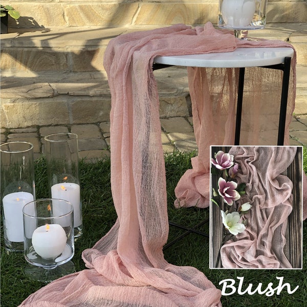Blush Wedding Table Runner Cheesecloth Tablecloth Gauze Table Decor Ship from USA Special Events Boho Wedding Decor Aisle Runner Hand Dyed