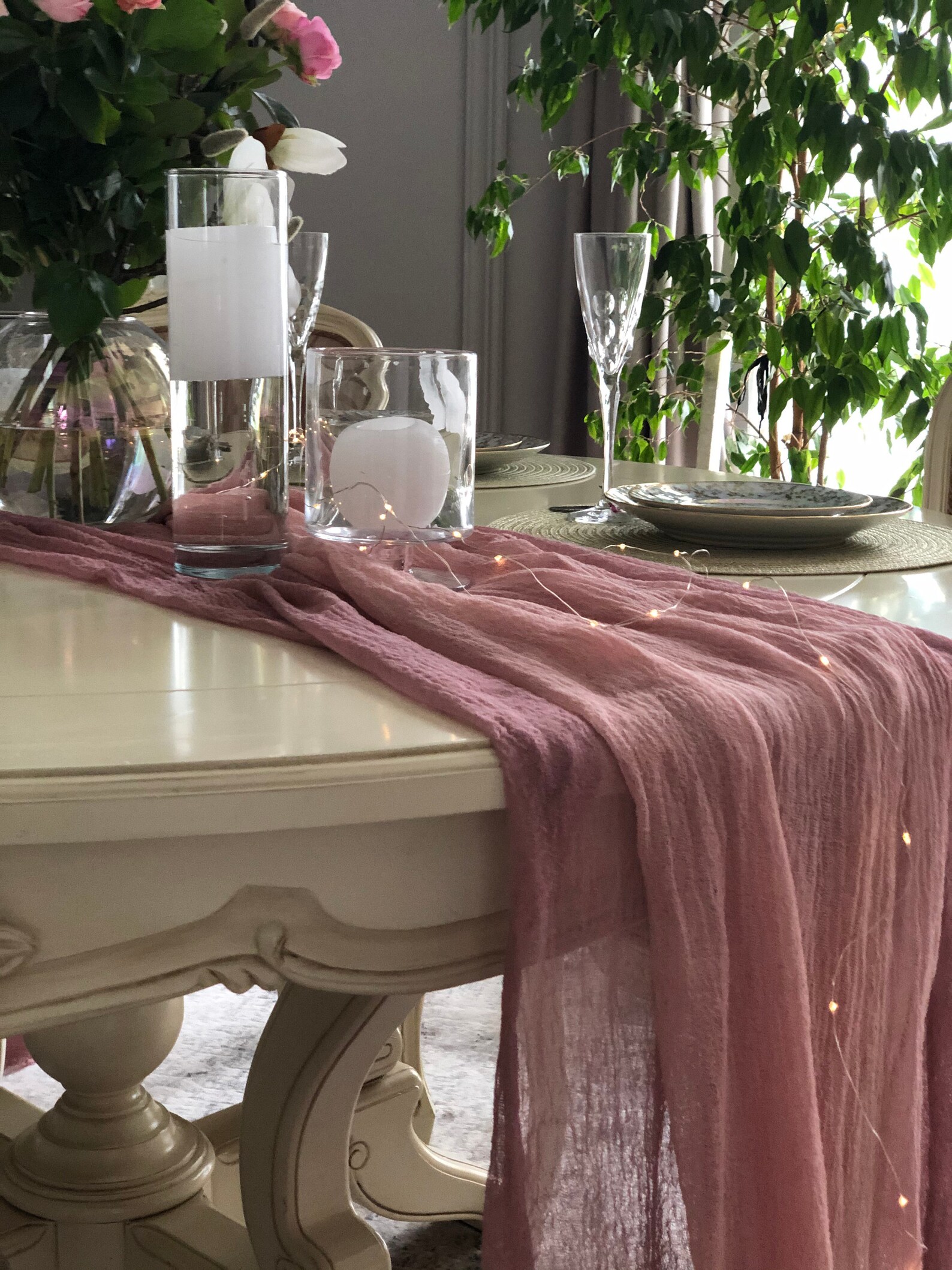 Dusty Rose Cheesecloth Chiavary Sashes Color Choise Vintage Etsy