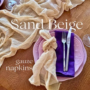 Set of Sand Beige Hand Dyed Cheesecloth Wedding Napkin Gauze Napkin Many Color Wedding Table Decor Cocktail Napkin Boho Bridal Shower Decor