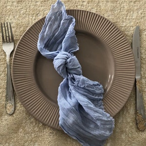 Dusty Blue Wedding Napkin Boho Cotton Gauze Napkin Hand Dyed Napkin Cheese Cloth Rustic Napkin  Cloth Dinner Napkin Bulk Farm Table Decor