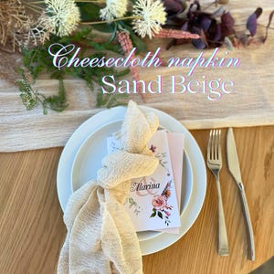 Sand Beige Gauze Wedding Napkin Hand Dyed Cheesecloth Napkin Boho Wedding Centerpiece Set of Napkin Rustic Table Settings Cocktail Napkin
