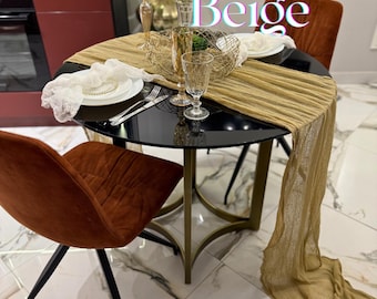 Wedding Rustic Beige Gauze Table Runner Boho Wedding Cheesecloth Table Decor Hand Dyed  Fabric Baby Shower Runner Chic Bridal Shower Runner
