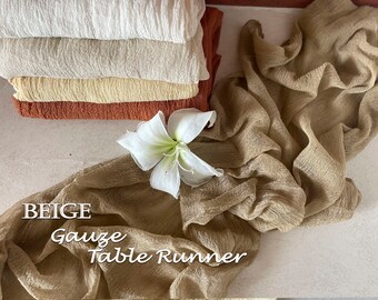 Beige Cheesecloth Table Runner Many Colors Hand Dyed Fabric Wedding Centerpieces Gauze Table Decoration Arch Decor Cotton Scrim Baby Shower
