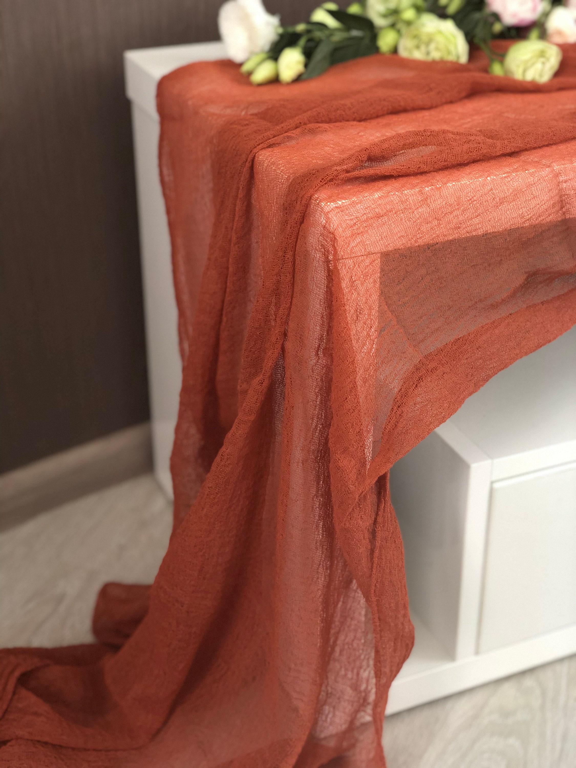 Terracota Burnt Orange Cheese Cloth Runner Many Color Gauze Etsy