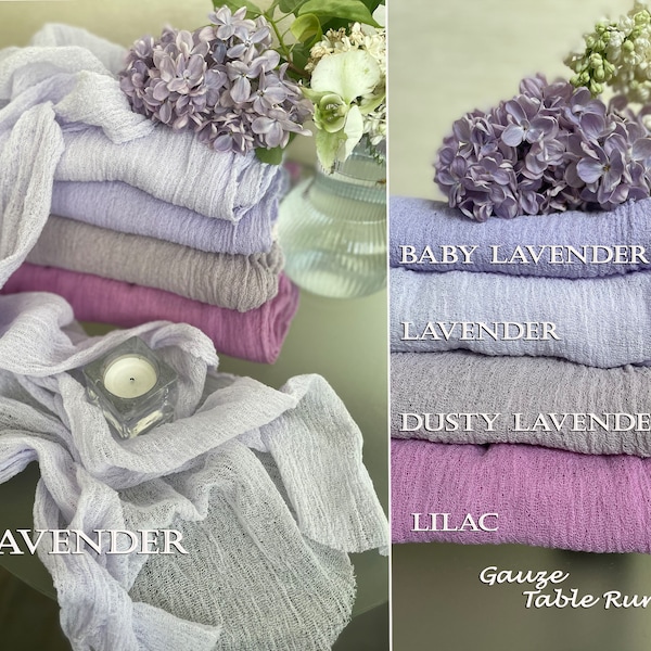 Cheesecloth Table Runner Purple Colors Boho Wedding Centerpieces Lavender Gauze Runner Aisle Backdrop Baby Shower Party Lilac Modern Sheer