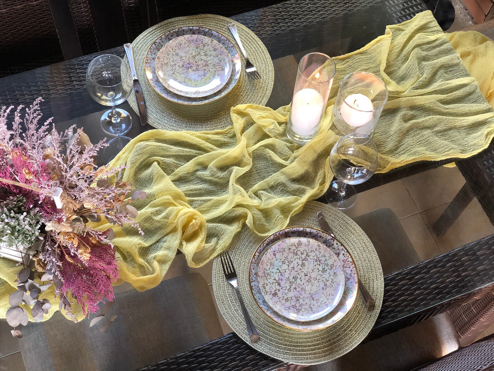 Lemon Cheesecloth Table Runner Many Color Farmhouse Country Etsy