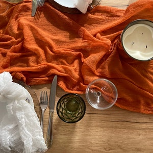 Rust Gauze Table Runner Wedding Table Runner Hand Dyed Cheese Cloth Fabric Many Colors Farm Table Boho Wedding Table Centerpiece Aisle Decor