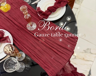 Bordo Wedding Table Decor Cheesecloth Runner Hand Dyed Gauze Fabric Many Colors Boho Bridal Shower Party Cotton Scrim Baby Shower Decor