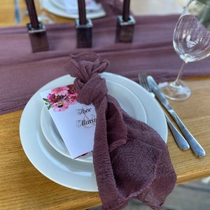 Plum Cheesecloth Napkins Set of 4 Gauze Napkins Hand Dyed Cheese Cloth Napkins Boho Wedding Napkins Rustic Wedding Table Decor Gauze Fabric