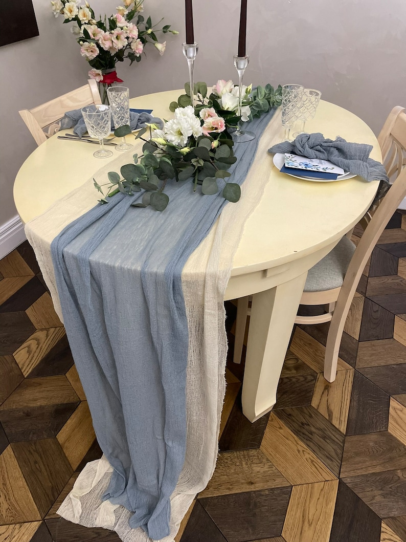 Dusty Blue Cheesecloth Table Runner Wedding Decor Any Color Etsy