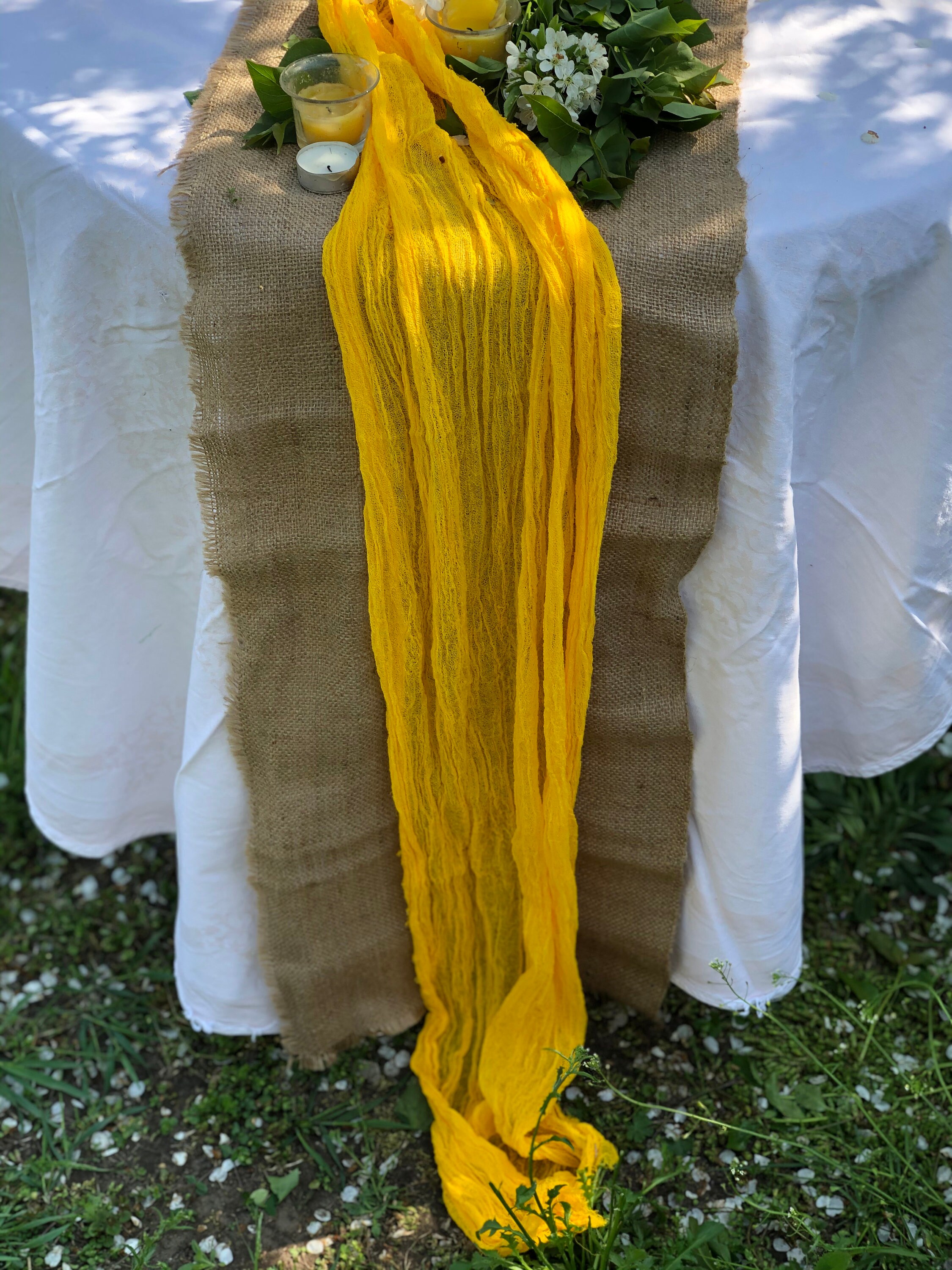 Yellow Cheesecloth Table Runner Many Color Rustic Country Etsy