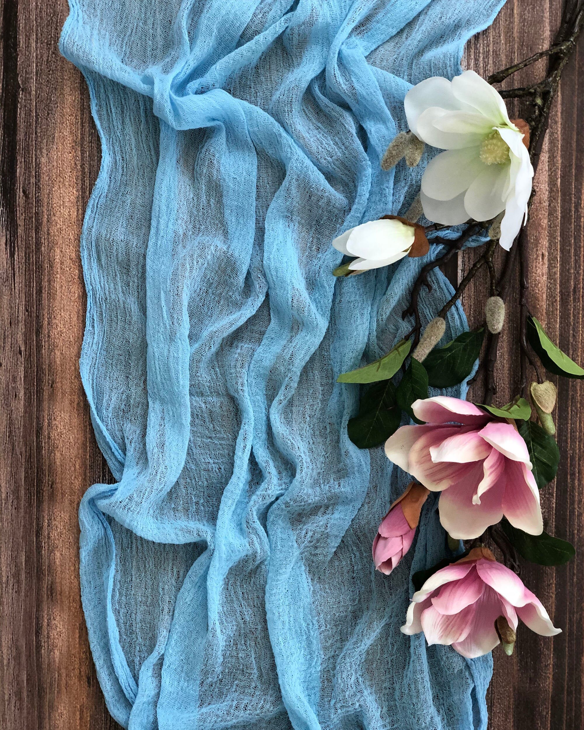 Sky Blue Gauze Table Runner Many Color Boho Weddings Table Etsy
