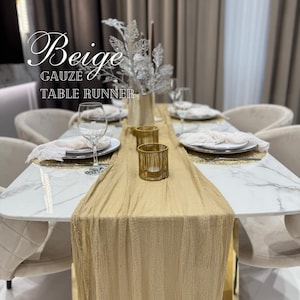 Boho Beige Wedding Cheesecloth Table Runner Wedding Table Centerpiece Decor Gauze Cotton Hand Dyed Beach Wedding Bridal Shower Party Decor