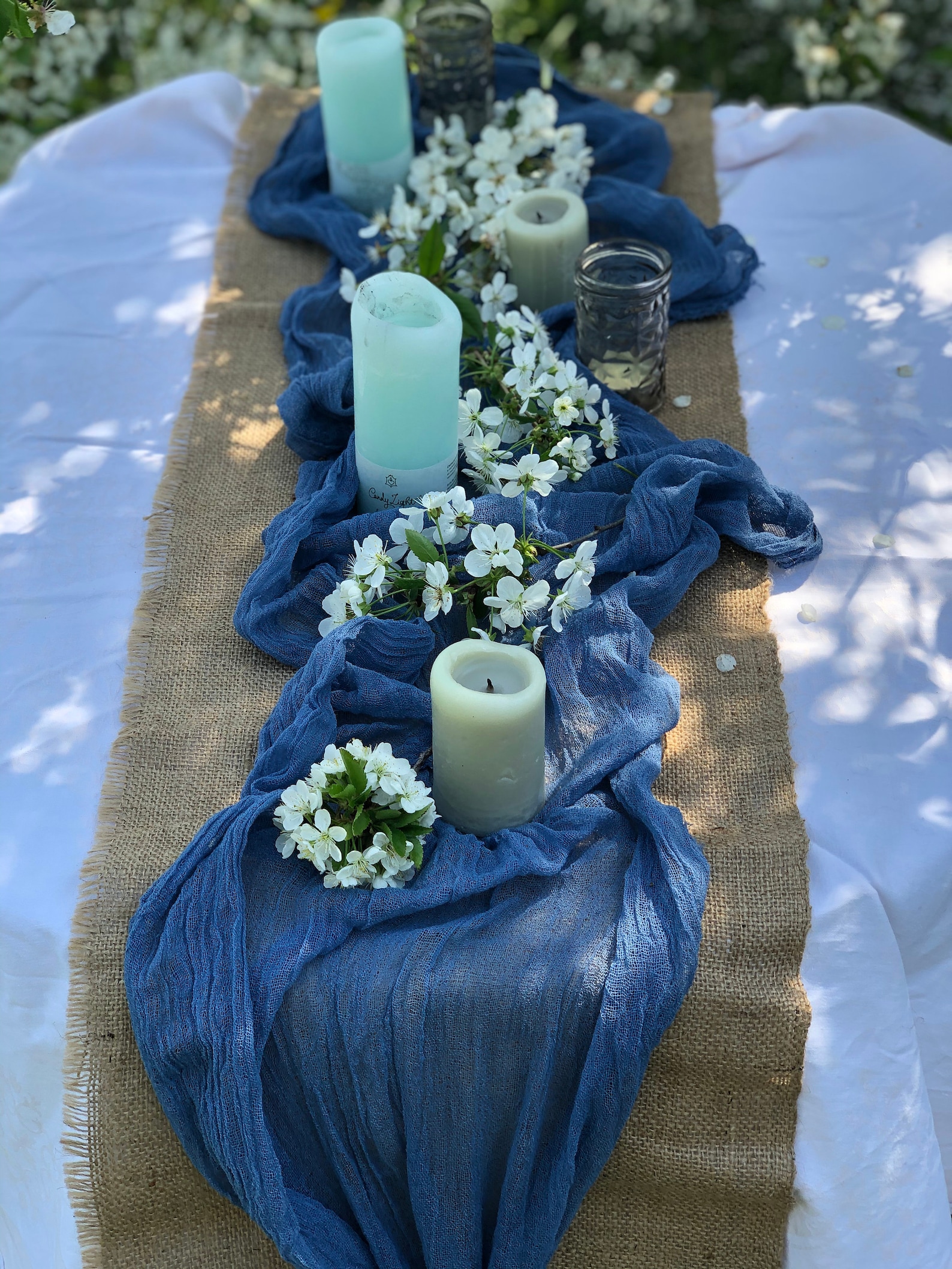 Ocean Blue Cheesecloth Table Runner Rustic Wedding Many Color Etsy.de