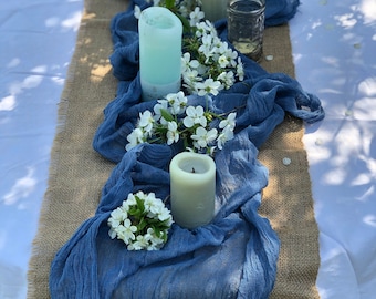 Navy Blue Wedding Centerpieces Cheesecloth Table Runner Rustic Wedding Farmhouse Table Decor Cotton Modern Sheer Gift Wrap Beach Party