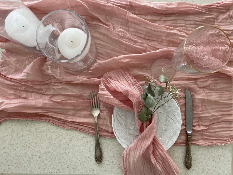 Rustic Blush Cheesecloth Table Runner High Density Gauze Etsy