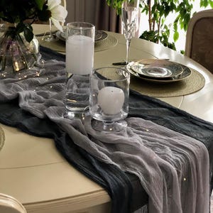 Light Gray Gauze Table Runner Boho Cheesecloth Wedding Centerpiece Decoration Many Colors Neutral Decor Chic Farm Table Bridal Shower Runner
