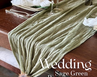 Sage Green Wedding Table Runner, Boho Cheesecloth Table Decor, Hand Dyed Gauze Fabric, Many Colors Cotton Scrim, Rustic Wedding Centerpiece
