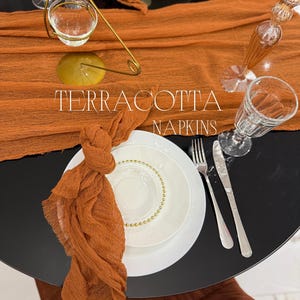 Terracota Wedding Napkins Set of Gauze Napkin Raw Edges Hand Dyed Cheesecloth Napkins Rustic Wedding Table Decor Cocktail Cotton Napkins