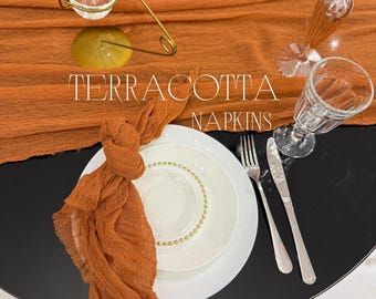 Terracota Wedding Napkins Set of Gauze Napkin Raw Edges Hand Dyed Cheesecloth Napkins Rustic Wedding Table Decor Cocktail Cotton Napkins