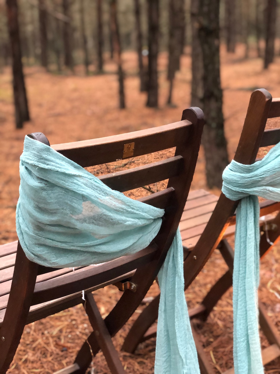 Vinage Dusty Teal Cheesecloth Chair Sashes Gauze Fabric Etsy