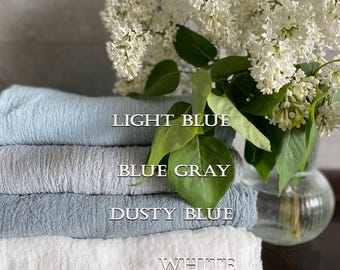 Dusty Blue CheeseCloth Table Runner Gauze Runner Boho Wedding Table Centerpiece Modern Sheer Bridal Shower Party Neutral Tableware Hand Dyed