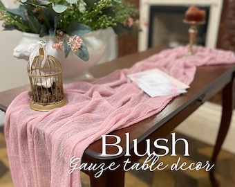 Blush Wedding Decor | Cheesecloth Runner | Gauze Baby Shower Party Decor | Hand Dyed Cotton Fabric | Bridal Shower Decor | Boho Aisle Runner