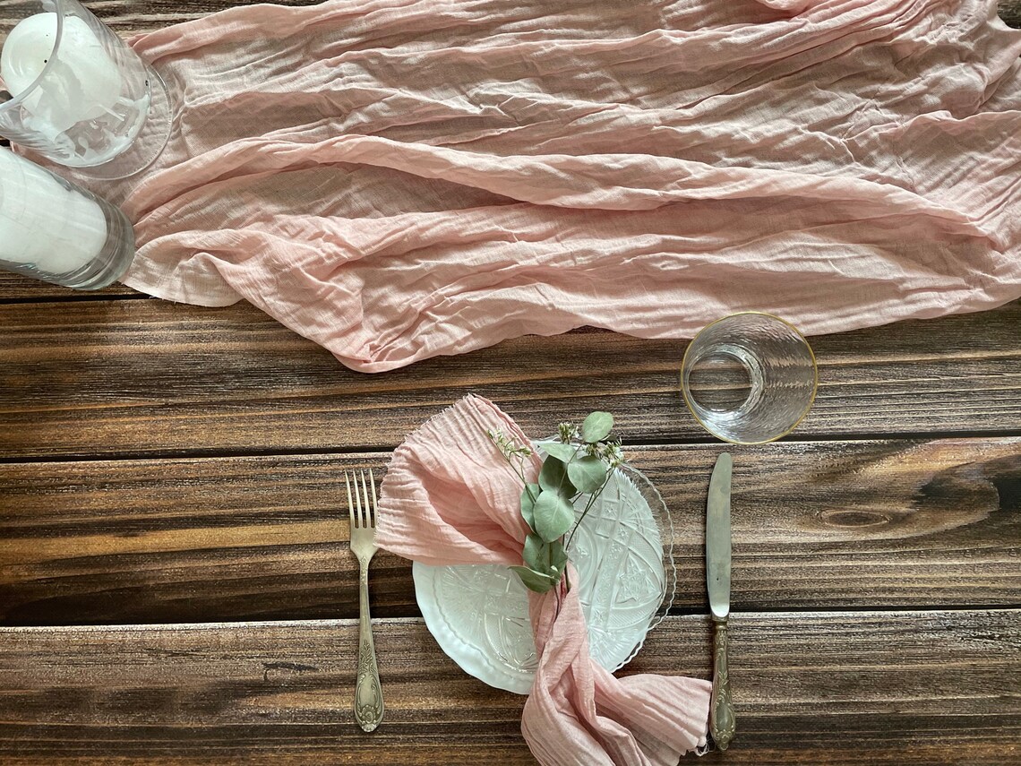 Rustic Blush Cheesecloth Table Runner High Density Gauze Etsy
