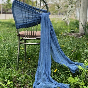 Classic Blue Chair Sash Cheesecloth Any Color Boho Wedding Decor Chair Cover Pew Bows Gauze Chiavari Cover Rustic Gauze Sashes Sand Ceremony Bild 8