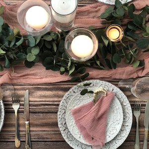 Dusty Rose Wedding Gauze Table Runner Boho Ships from USA Wedding Decor Many Colors Hand Dyed Cotton Fabric Boho Wedding Table Centerpiece