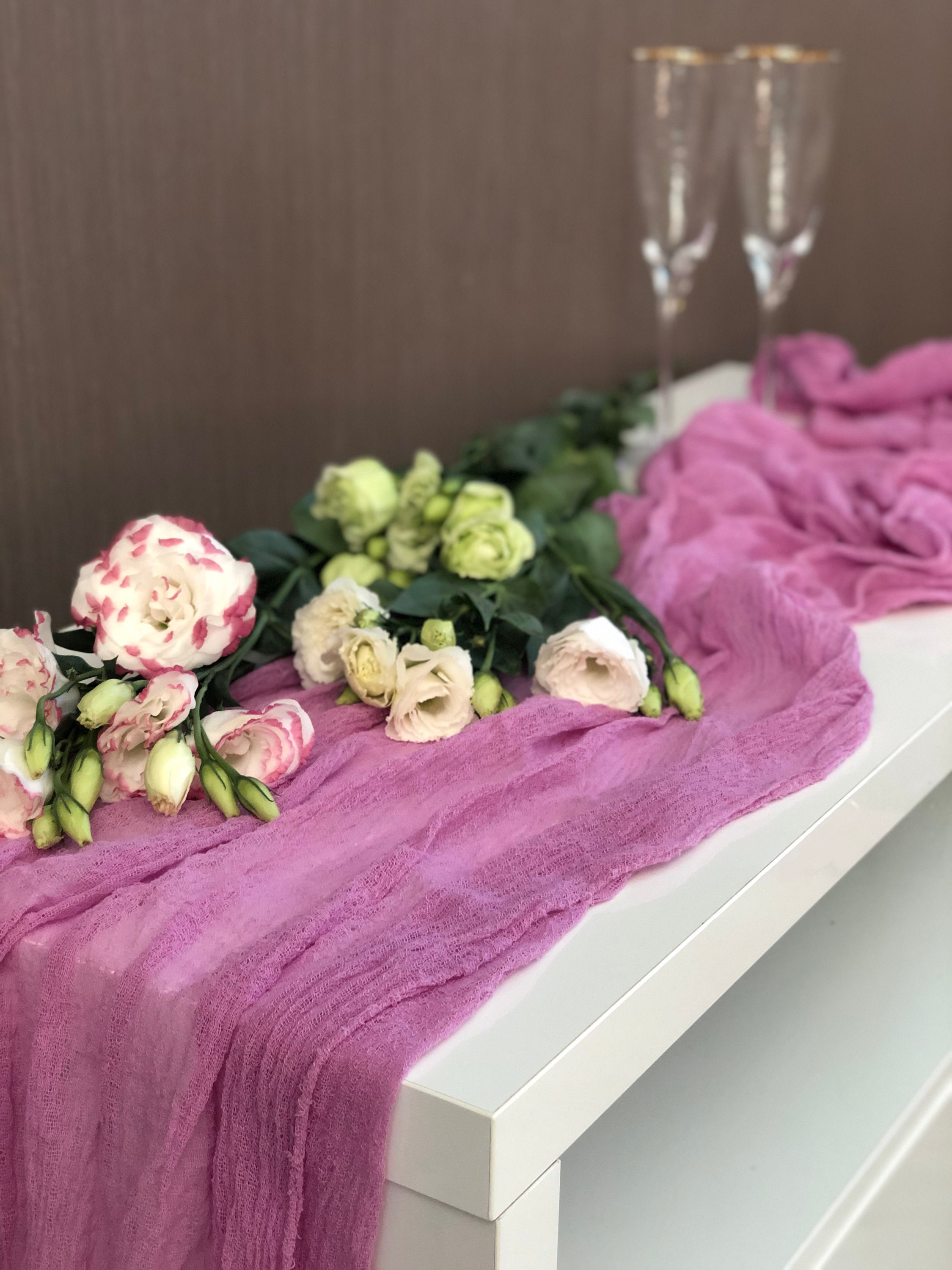 Lilac Cheesecloth Table Runner Any Color Gauze Centerpiece Etsy
