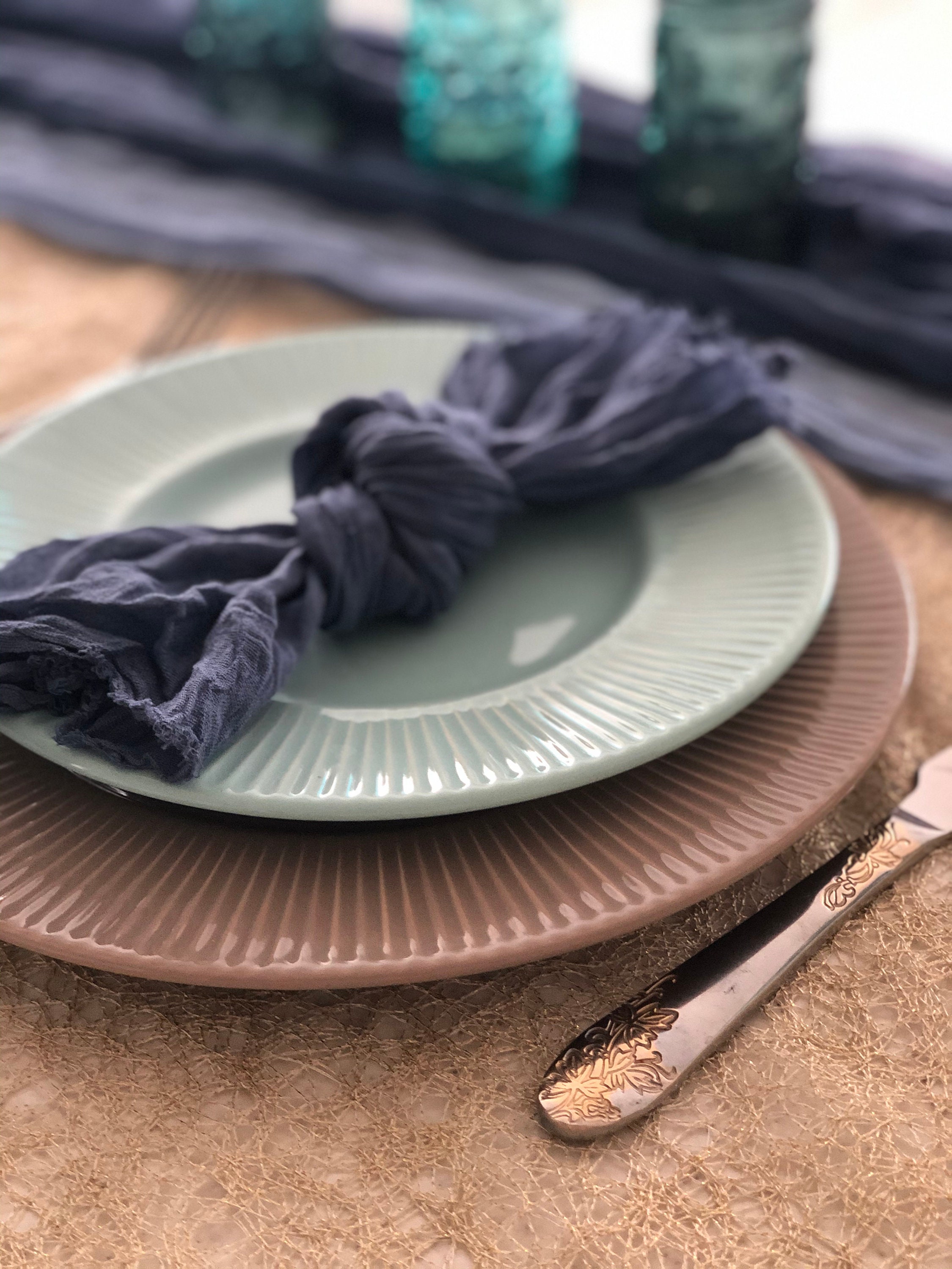 Navy Blue Cheesecloth Napkins Set 4 Gauze Fabric Hand Dyed Etsy