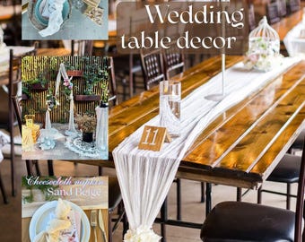 Boho Wedding Gauze Table Runner, Hand Dyed Cheesecloth, Color Choise, Rustic Decor, Custom Table Runner, Arch Fabric Decor, Chair Sash Wrap