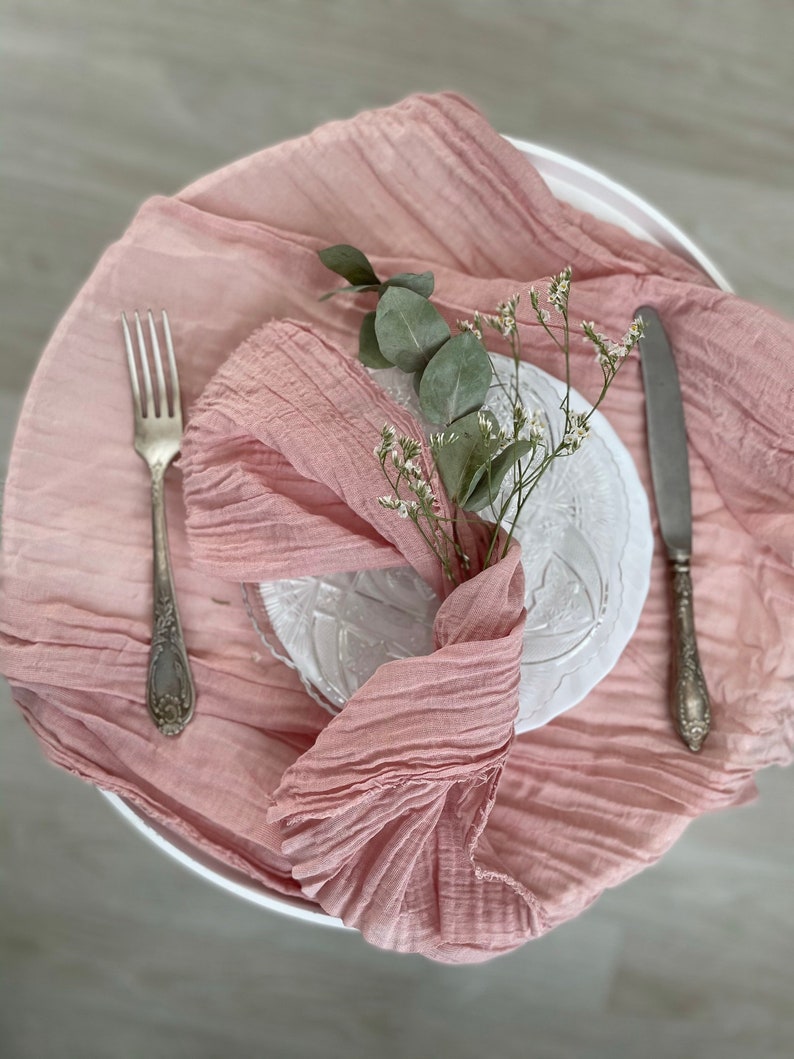 Rustic Blush Cheesecloth Table Runner High Density Gauze Etsy