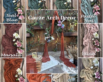 Wedding Cheesecloth Arch Decor Hand Dyed Fabric Gauze Arch Backdrdrop Ceremony Wedding Arch Tape Aisle Runner Boho Arch Drapery Cotton Scrim