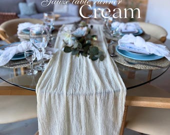 Cream Wedding Table Runner Cheesecloth Table Decor Gauze Wedding Centerpiece Hand Dyed  Fabric Many Color Baby Shower Runner Modern Sheer