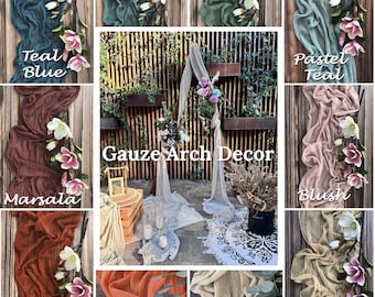 Boho Wedding Ceremony Arch Decor Cheesecloth Arch Tape Hand Dyed Gauze Wedding Backdrop Many Colors Pure Cotton Arch Drapery Wedding Decor