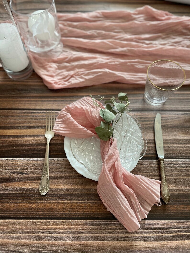 Rustic Blush Cheesecloth Table Runner High Density Gauze Etsy