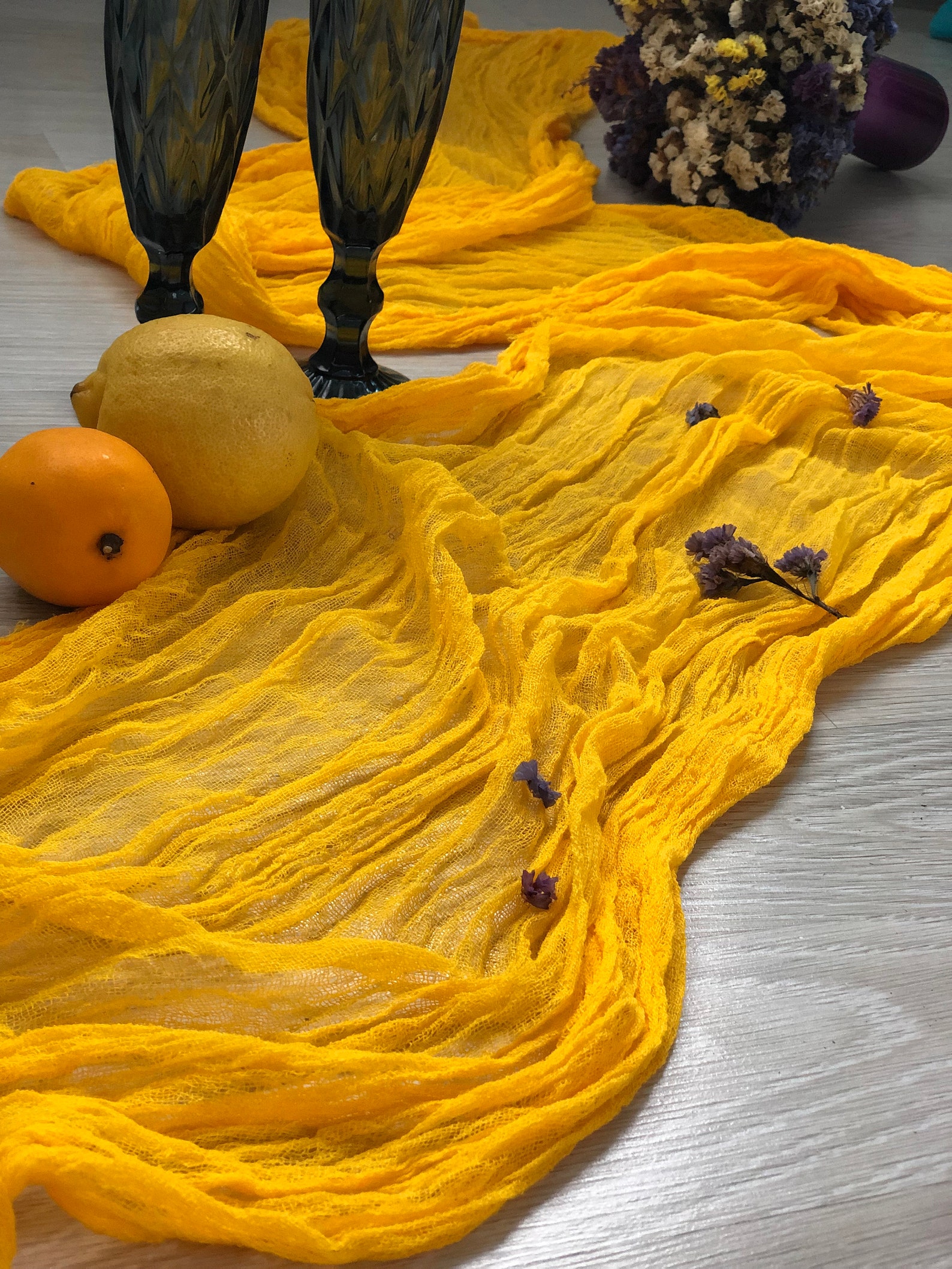 Yellow Cheesecloth Table Runner Many Color Rustic Country Etsy