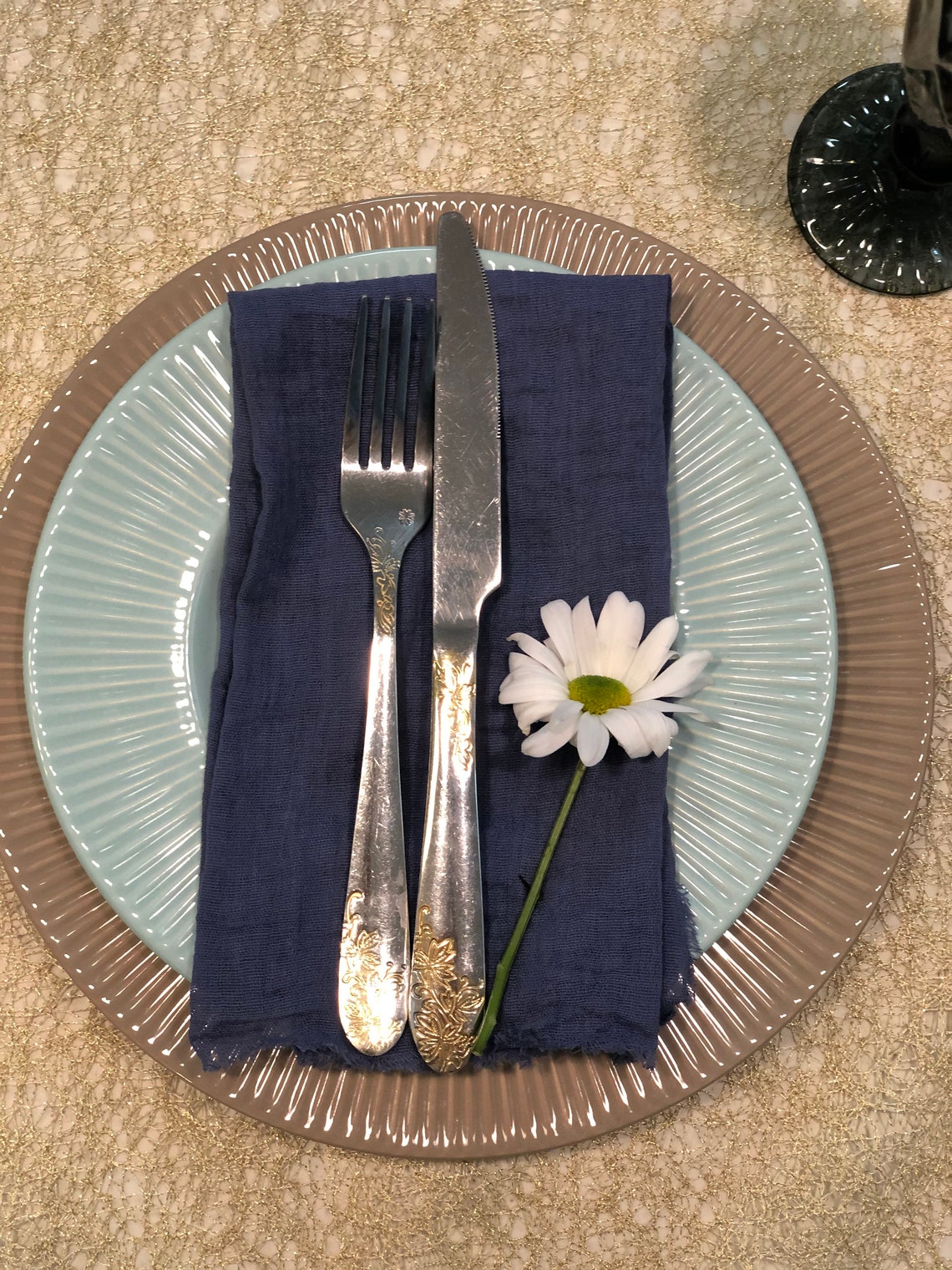 Navy Blue Cheesecloth Napkins Set 4 Gauze Fabric Hand Dyed Etsy