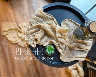 Beige Cheesecloth Decor Gauze Table Runner Hand dyed Fabric Any Color Boho Wedding Centerpiece Decor Gauze Fabric Bridal Shower Party Decor
