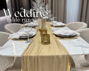 Wedding Table Decor Boho Cheesecloth Runner, Hand Dyed Gauze Fabric, Rustic Table Centerpieces, Wedding Ideas, Pure Cotton Custom Runner