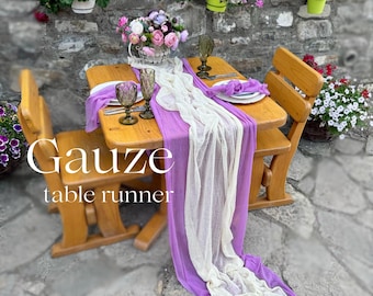 Boho Wedding Gauze Table Decor Hand Dyed Cheesecloth Runner Many Color Wedding Table Centerpiece Baby Shower Runner Boho Runner Modern Sheer