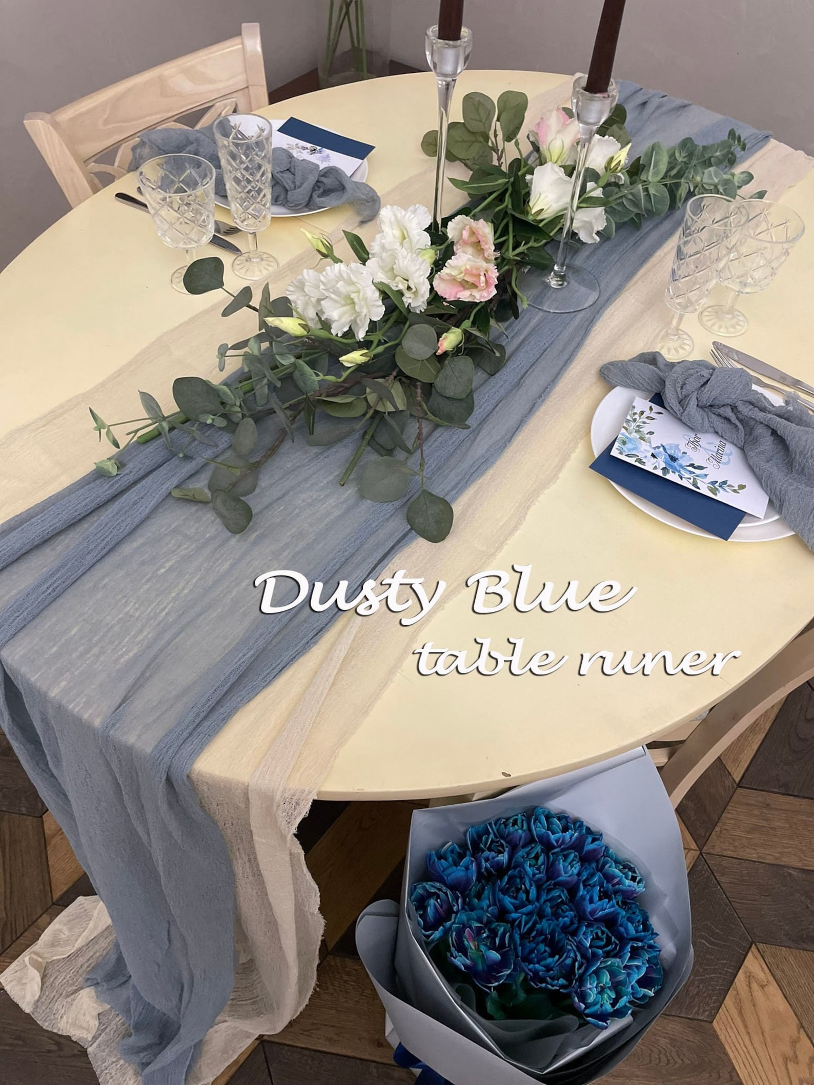 Dusty Blue Cheesecloth Table Runner Wedding Decor Any Color Etsy