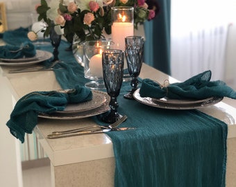 Teal Blue Cheese Cloth Table Runner Many Color Chic Wedding Decor Neutral Table Centerpiece Decor Farmhouse Altar Cloth Arch Cotton Scrim