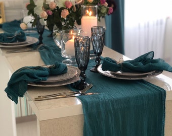 Teal Blue Cheese Cloth Table Runner Many Color Chic Wedding Decor Neutral Table Centerpiece Decor Farmhouse Altar Cloth Arch Cotton Scrim