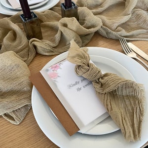 Beige Rustic Wedding Napkin Cheese Cloth Napkin Hand Dyed Cotton Gauze Fabric Napkin Boho Wedding Table Centerpiece Cloth Dinner Napkin Bulk