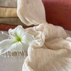 Ivory Wedding Gauze Table Runner Boho Wedding Table Centerpieces Cheesecloth Runner with crinkle texture Hand Dyed Cotton Bohemian Cloth